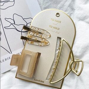 NWT 3-PACK Gold Clip Set HALF MOON PACK